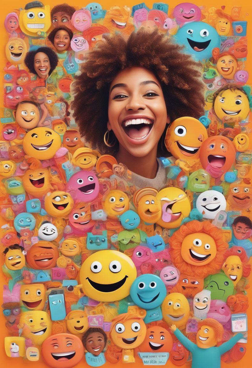 A vibrant collage of diverse user-generated content showcasing joyful community interactions, featuring happy faces, colorful doodles, and engaging social media posts. Incorporate elements like vibrant hashtags, mobile devices displaying content, and illustrations of community events to convey engagement and connection. The overall atmosphere should be uplifting and inclusive. bright colors. digital art. 3D.